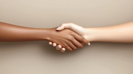Diverse Hands Clasped in Unity A Powerful Image of Interracial Handshake