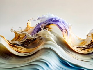 Translucent Waves Abstract Digital Art in Blue and Purple Hues.
