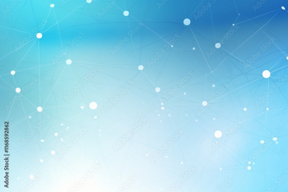 Poster abstract blue and white background with connecting dots and lines for digital design projects