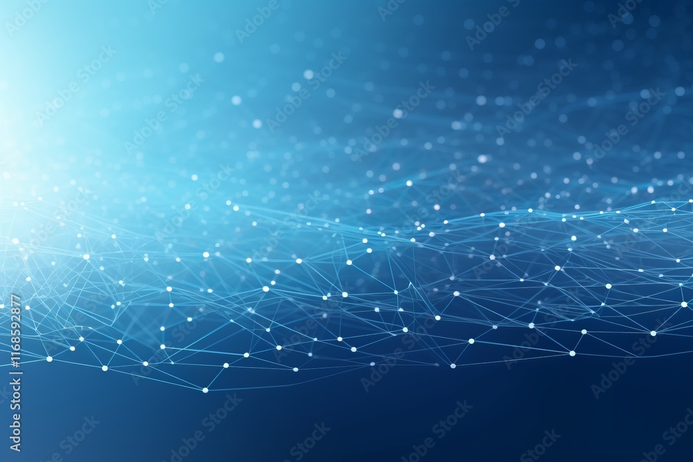 Aufkleber waves of blue light create a futuristic network pattern representing connectivity and technology