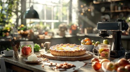 Apple pie served during special times There are lots of juicy apples in the pie. It's delicious and suitable for use as an advertisement or cookbook.
