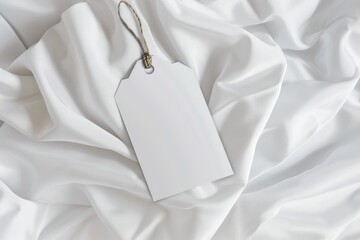 Blank tag on white fabric. (11)
