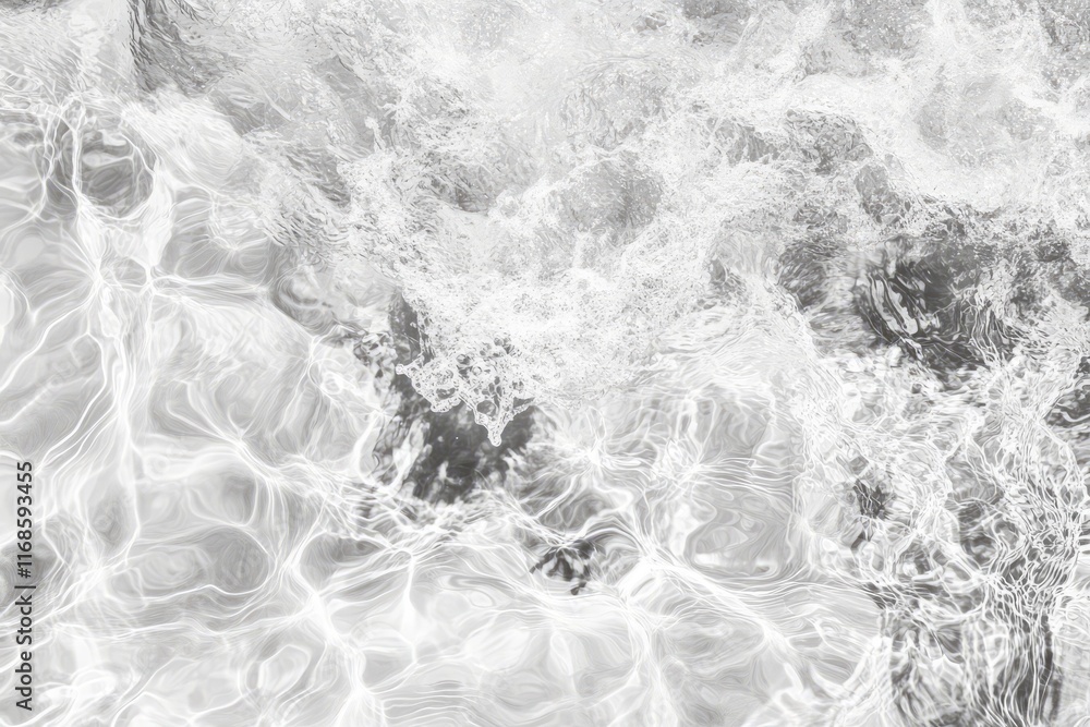 Poster captivating patterns of moving water create a serene and tranquil atmosphere in black and white