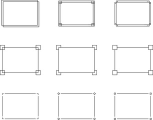 Monochrome simple line frame set vector.