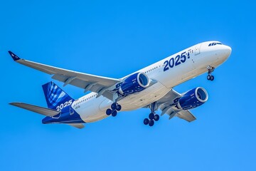 Airplane Landing in a Clear Blue Sky
