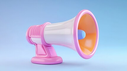 Pink and White Cartoon Megaphone Announcement Broadcast Loudspeaker