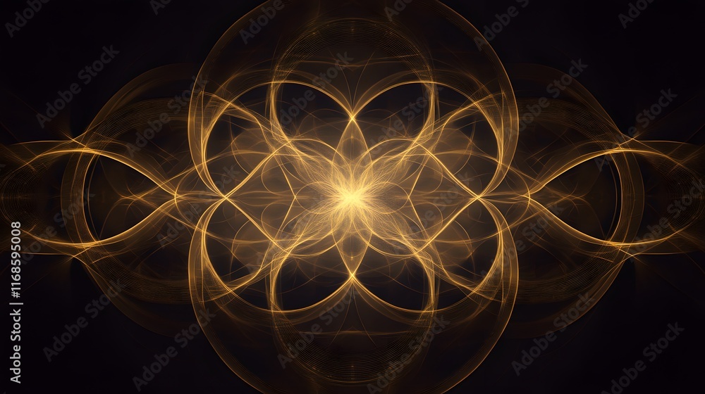 Aufkleber golden abstract light waves create intricate pattern