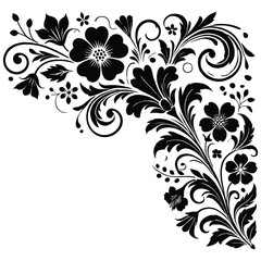 A Delicate Floral Corner Silhouette Design