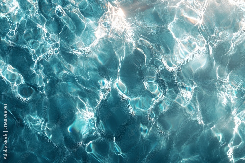 Poster captivating reflections on clear turquoise water surface under sunlight creating mesmerizing pattern