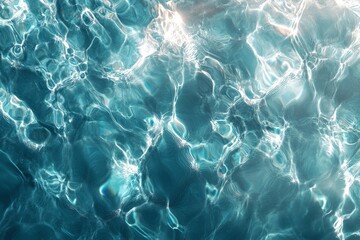 Captivating reflections on clear turquoise water surface under sunlight creating mesmerizing patterns
