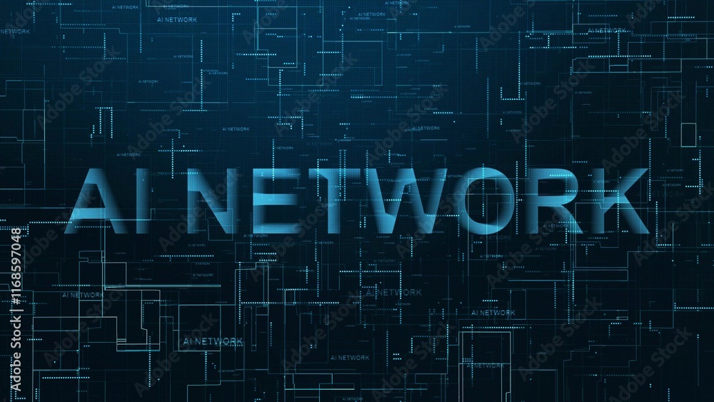 Poster ai network text technology data line