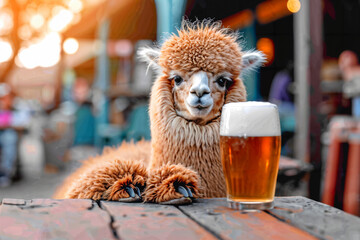 Refreshing Beer in a Lively Pub With a Furry Friend