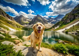 English Cream Golden Retriever Hiking Majestic St. Mary's Glacier, Colorado Summer