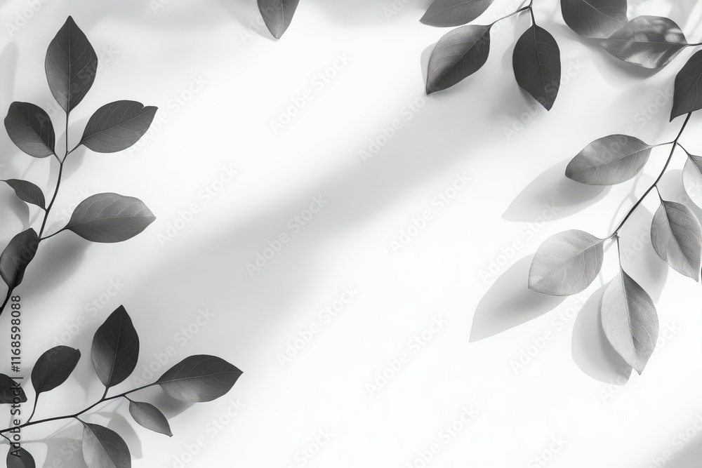 Aufkleber soft shadows and leaves create a tranquil atmosphere in monochrome setting