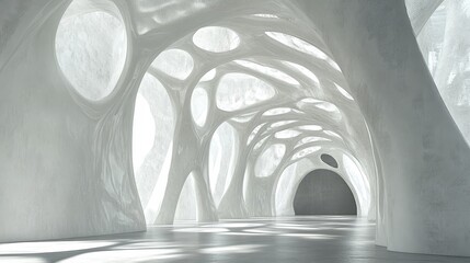 Abstract white organic architecture interior.
