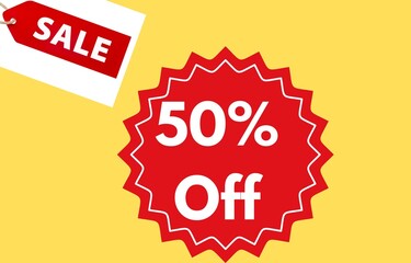 Illustration of 50 % and 90% off sale Big sale heavy discount 