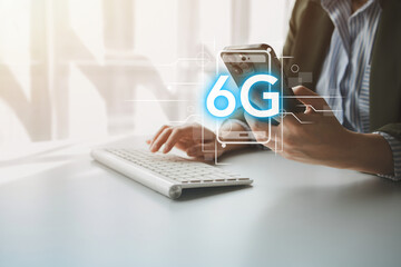 6G high-speed internet network signal, 6G standard wireless communication technology network development concept that supports cellular data networks