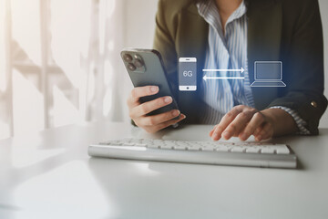 On-device data transfer, cloud data migration from connected smartphones and laptops for shared use, database management. Upload and transfer concepts.