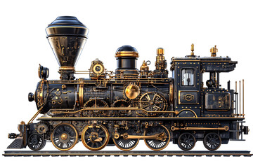 Isolated Vintage Steam Train