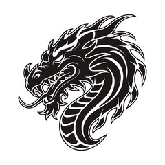 Dragon silhouette, dragon logo design, vector with white background