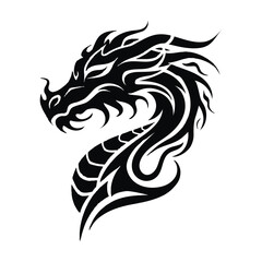 Dragon silhouette, dragon logo design, vector with white background