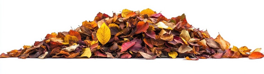 Obraz premium Pile of colorful autumn leaves isolated on white background. (1)