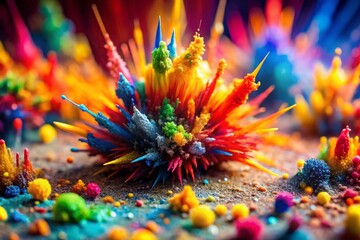 Abstract Chaos Collage: Vibrant Color Splash Symphony - Tilt-Shift Miniature