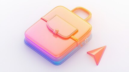 Colorful Gradient Backpack Icon with Location Pointer 3D Rendered Illustration for Travel Journey