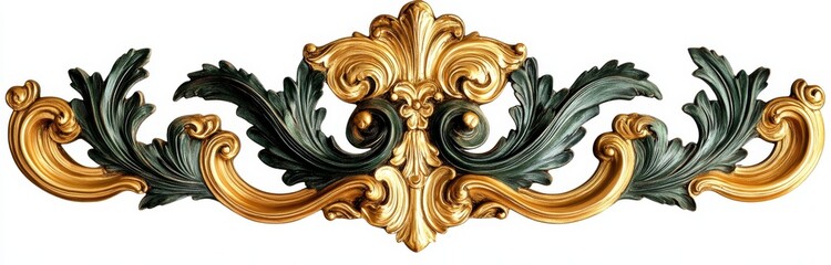 Ornate gold and green decorative molding.
