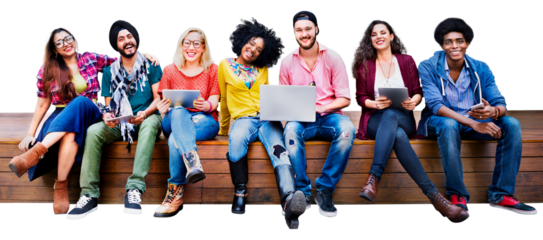 Png students working together sticker, transparent background