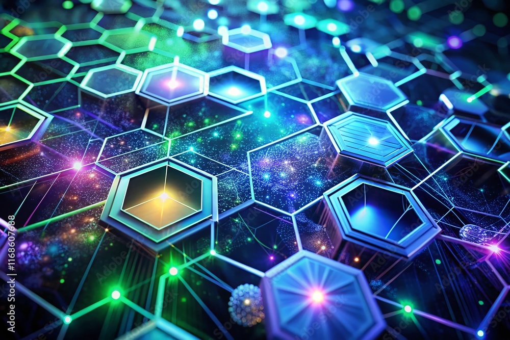 Poster abstract hexagon grid network connection technology background
