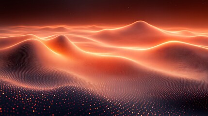 Obraz premium Abstract Orange Landscape Digital Art Rendering