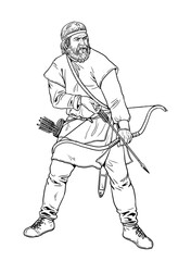 Ancient archer. Historical drawing with a warrior.