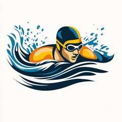 Design of swimming icon logo illustration isolated on white background