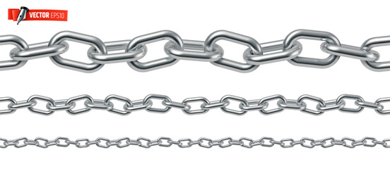 Vector realistic illustration of metal chains on a white background.