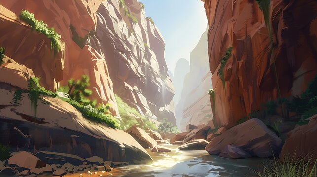 canyon view with river flowing below