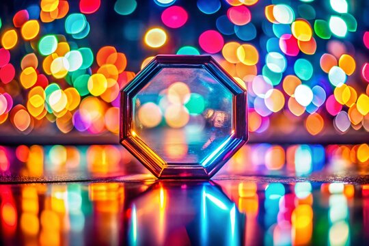 Abstract Octagon Shape with Bokeh Lights, Blurred Background, Soft Focus, Geometric Design