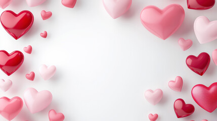 Floating 3D Rendered Pastel Pink and Red Border for Valentine's Day