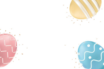 Png easter eggs 3D border colorful pastel on transparent background for greeting card