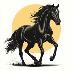 Design of black horse icon logo illustration isolated on white background
