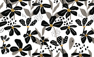Chinoiseries Flower Art Illustrator Black White BG Design 645.eps