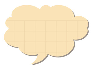 PNG speech bubble sticker in beige grid paper pattern style