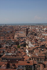 Fototapeta premium Bird's eye view of Venice on a clear summer day