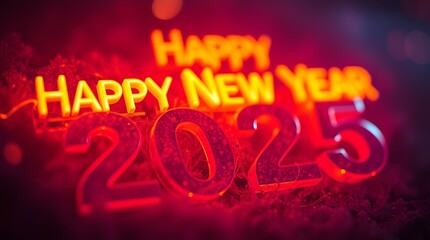 Obraz premium Happy New Year 2025 Vibrant Trendy Engaging Art Design Concepts to Inspire Creativity and Celebrate in Style