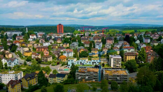 4K Drone Video of the Homes near the Musegg Wall in Lucerne, Switzerland
