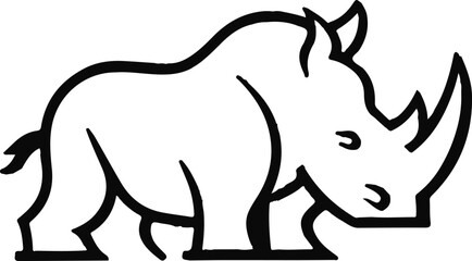 A Rhinoceros logo icon  silhouette style minimalist white background  illustration