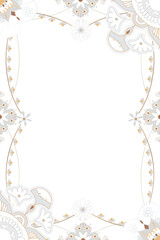 Mandala pattern gold png border frame gray Indian style illustration