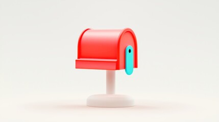 Modern Red Mailbox 3D Render Postbox Cartoon Style Communication Delivery Message
