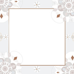 Mandala pattern gold frame png gray Indian style illustration