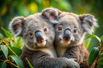 Fototapeta premium Adorable Koala Cubs Portrait Photography - Wildlife Stock Photo